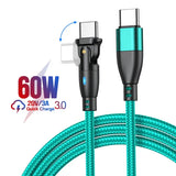anker usb cable with a green braid and a white background