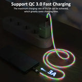 a usb charging cable with a glowing glow