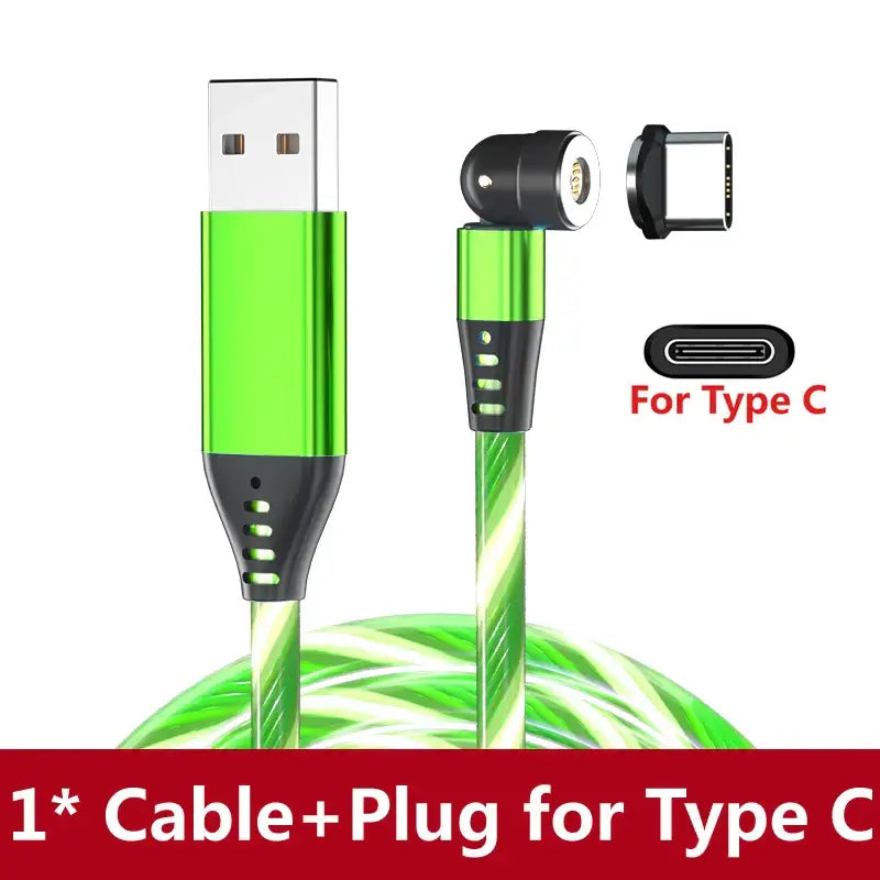 a close up of a green cable with a type c plug