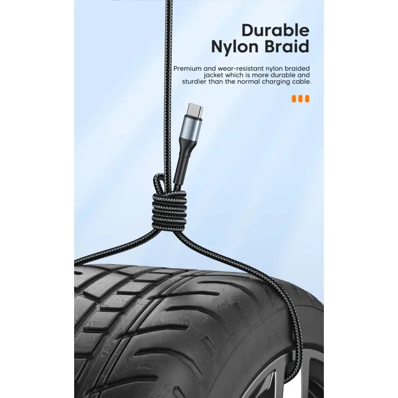 a tire with a cable connected to it