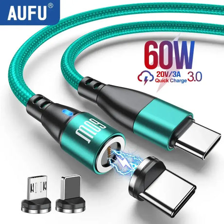 aufu 3 in 1 usb cable with lightning charging charger