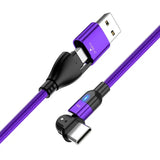 a close up of a purple cable connected to a charger