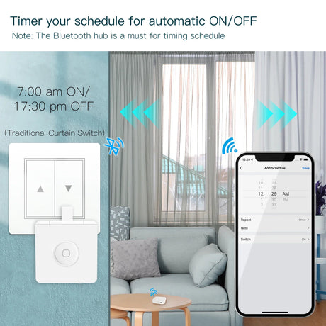 Automated curtain control system.