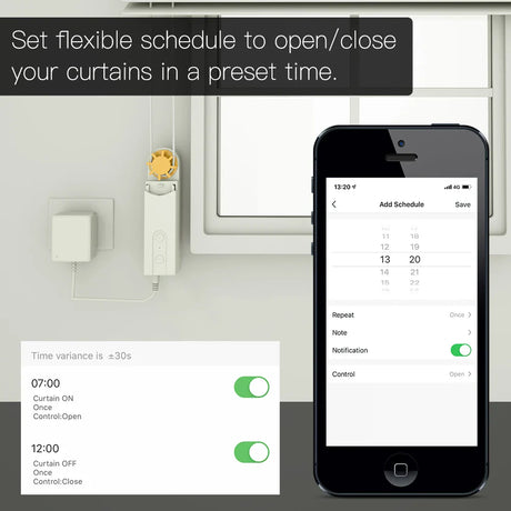 Automated curtain control system.