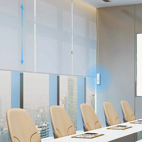 Automated window blinds.