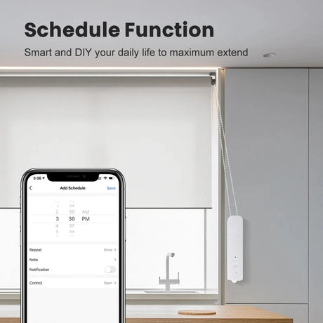 Automated window shade controller with smartphone app.