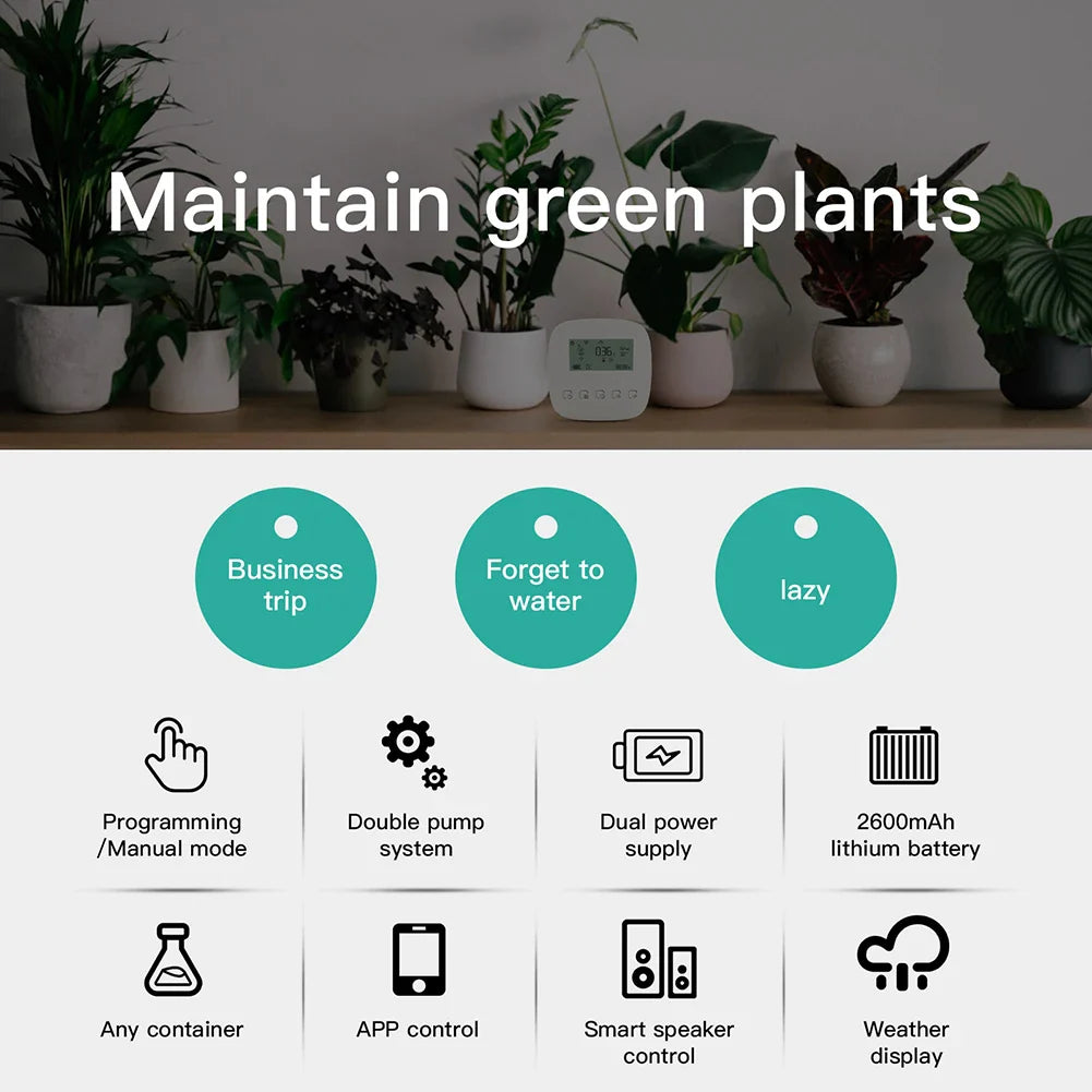 Automatic plant watering system features.