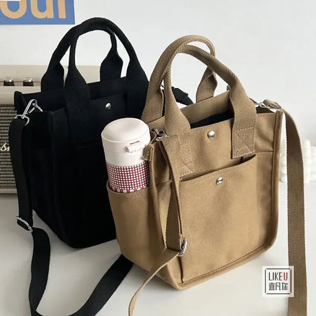 a bag with a cup and a cup on it