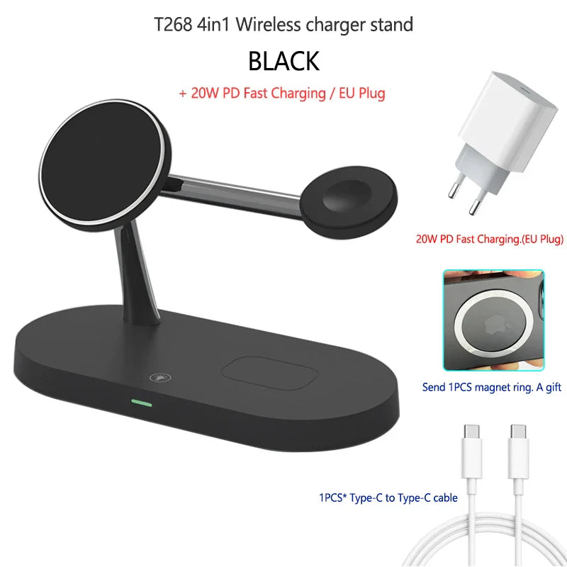 Black 4-in-1 wireless charging stand.
