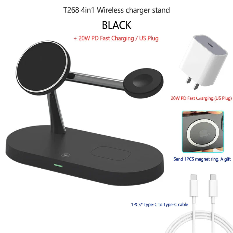 Black 4-in-1 wireless charging stand.