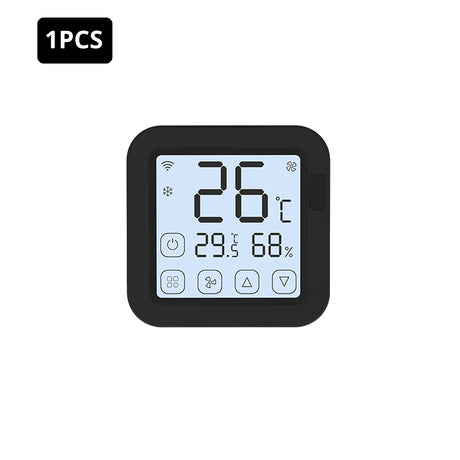 Black digital thermostat.