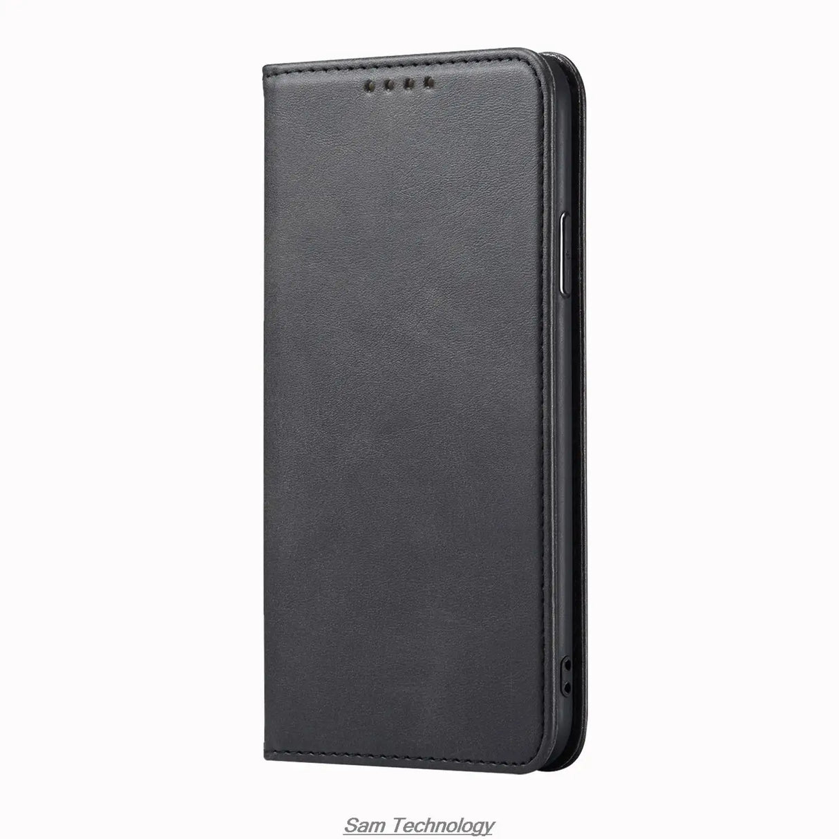 Black faux leather folio phone case.