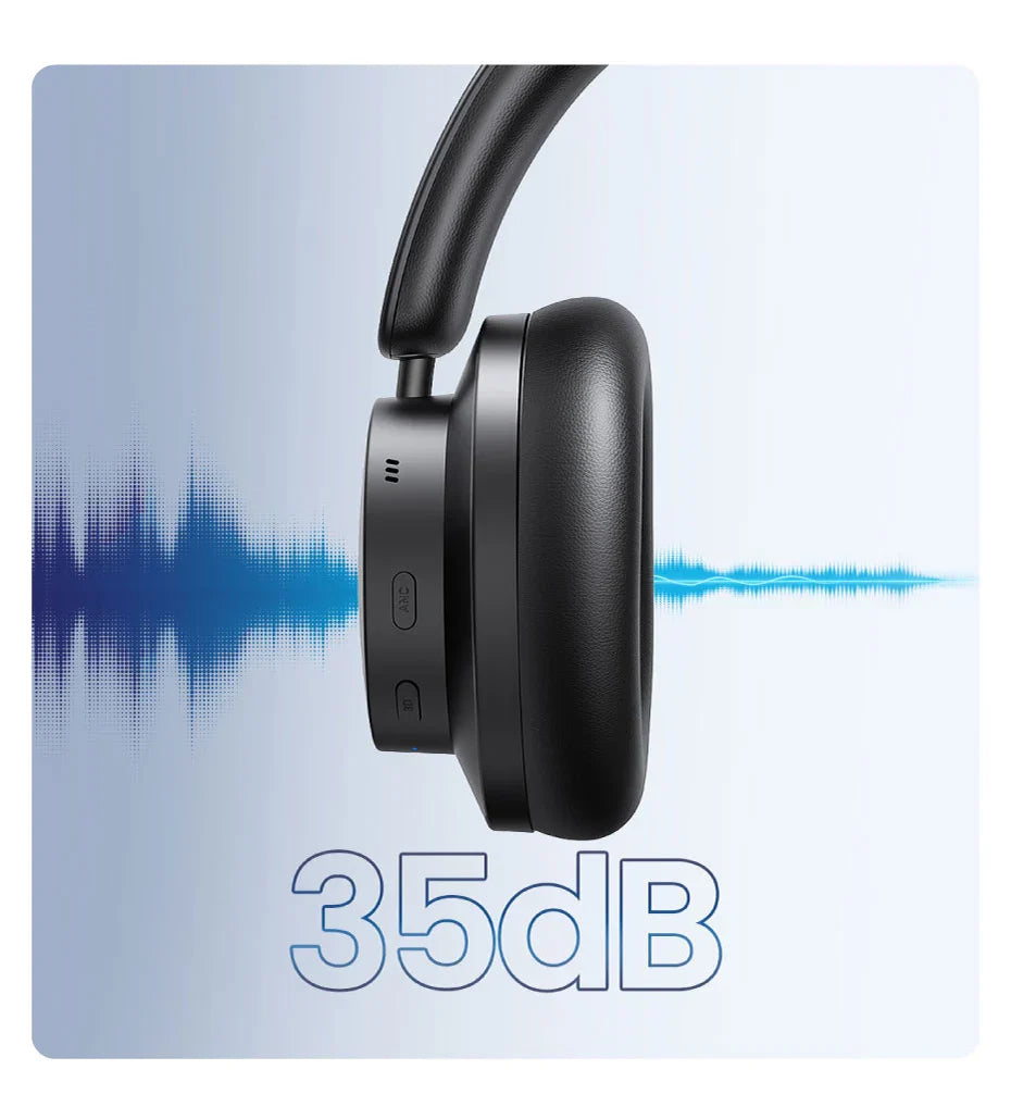 Black noise-canceling headphones.