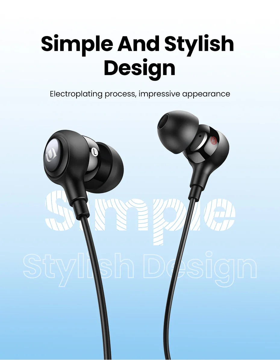 Black in-ear headphones.
