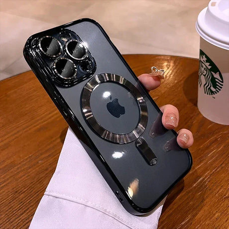 Black iPhone case with magnetic ring.