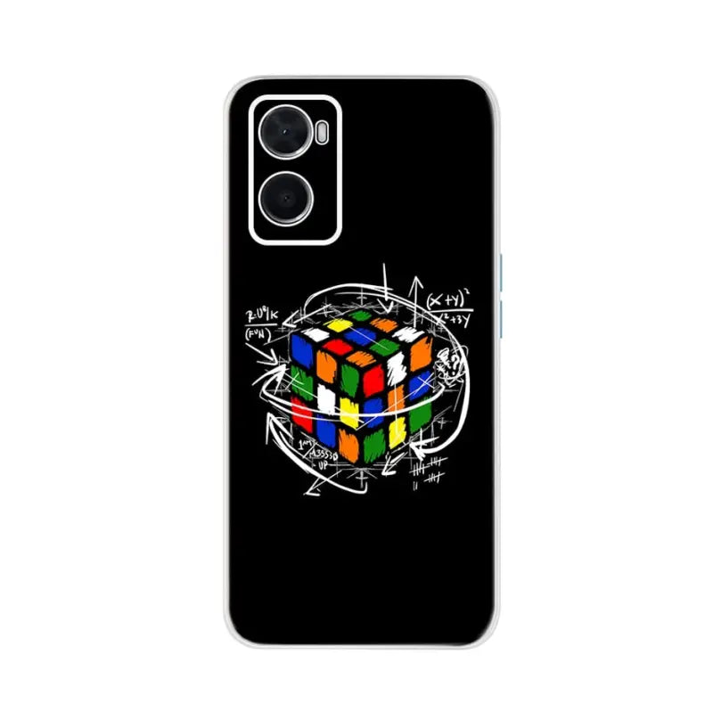 a black samsung s20 case with a rubix cube on it