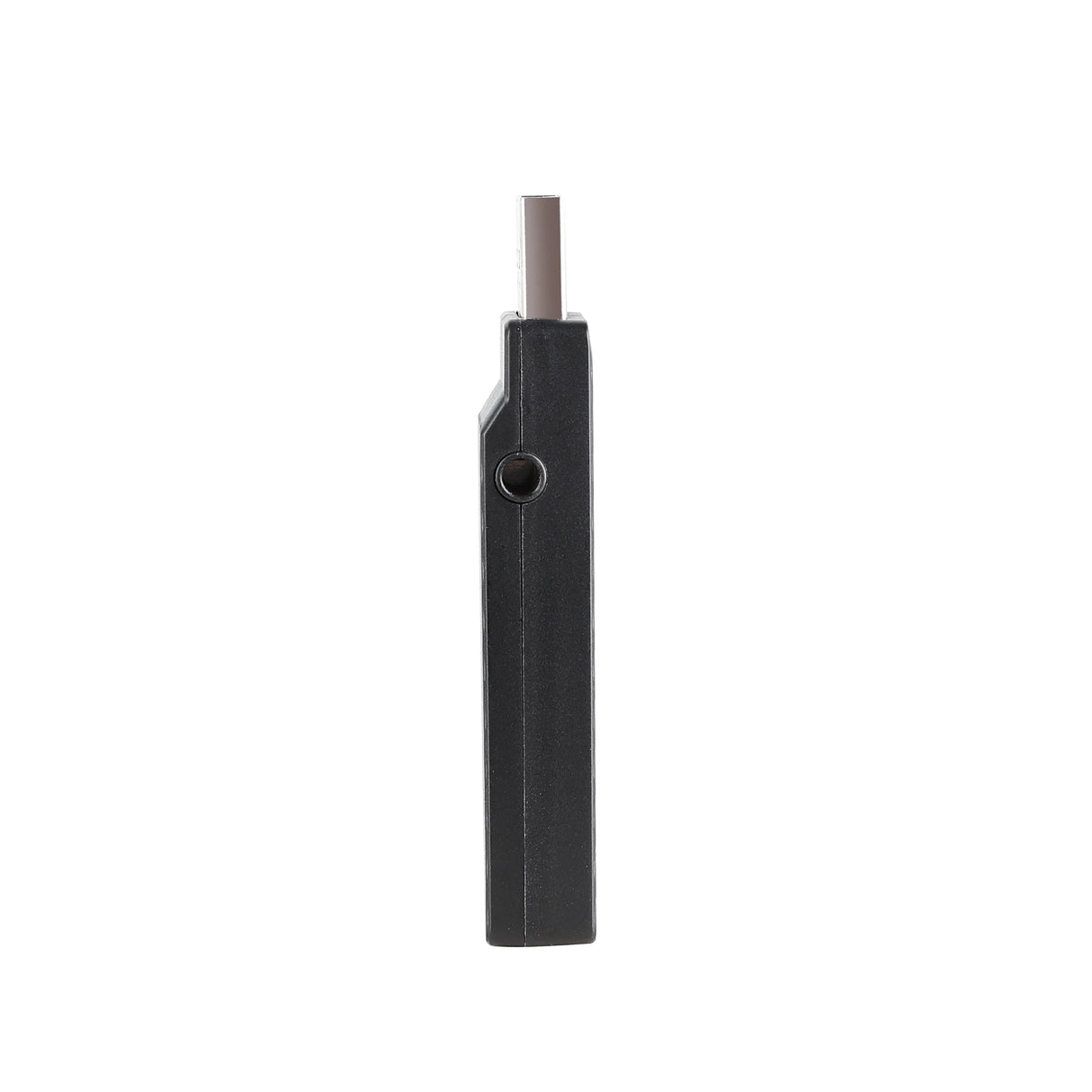 Black rectangular electronic device with a protruding metal tip.