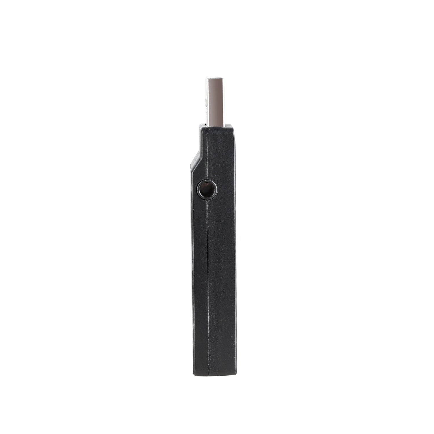 Black rectangular electronic device with a protruding metal tip.