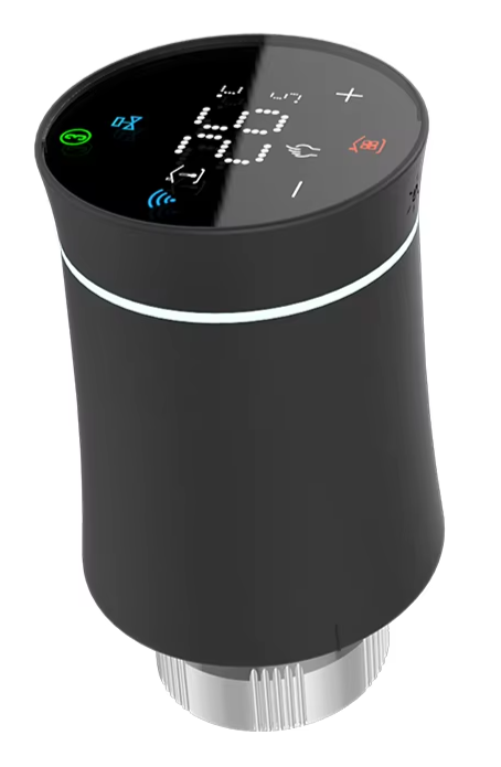 Black smart radiator thermostat.