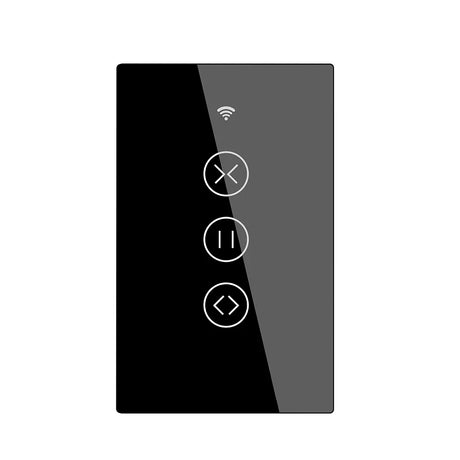 Black smart switch with touch controls.