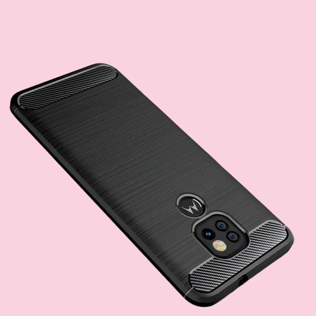 Black smartphone case with a textured surface and camera cutout.