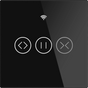 Black touch panel with control icons.