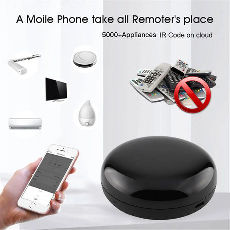Black universal remote control.