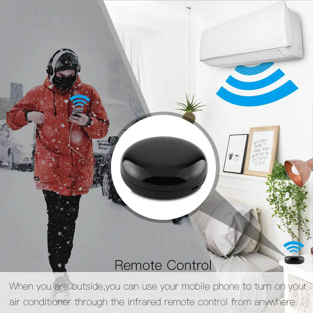 Black universal remote control.