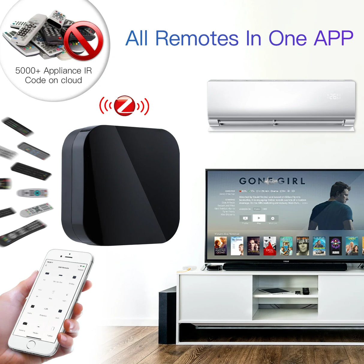Black universal remote hub.