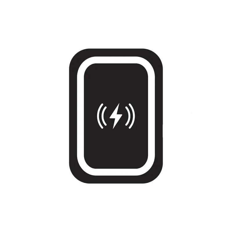 a black and white icon of a button with a lightning