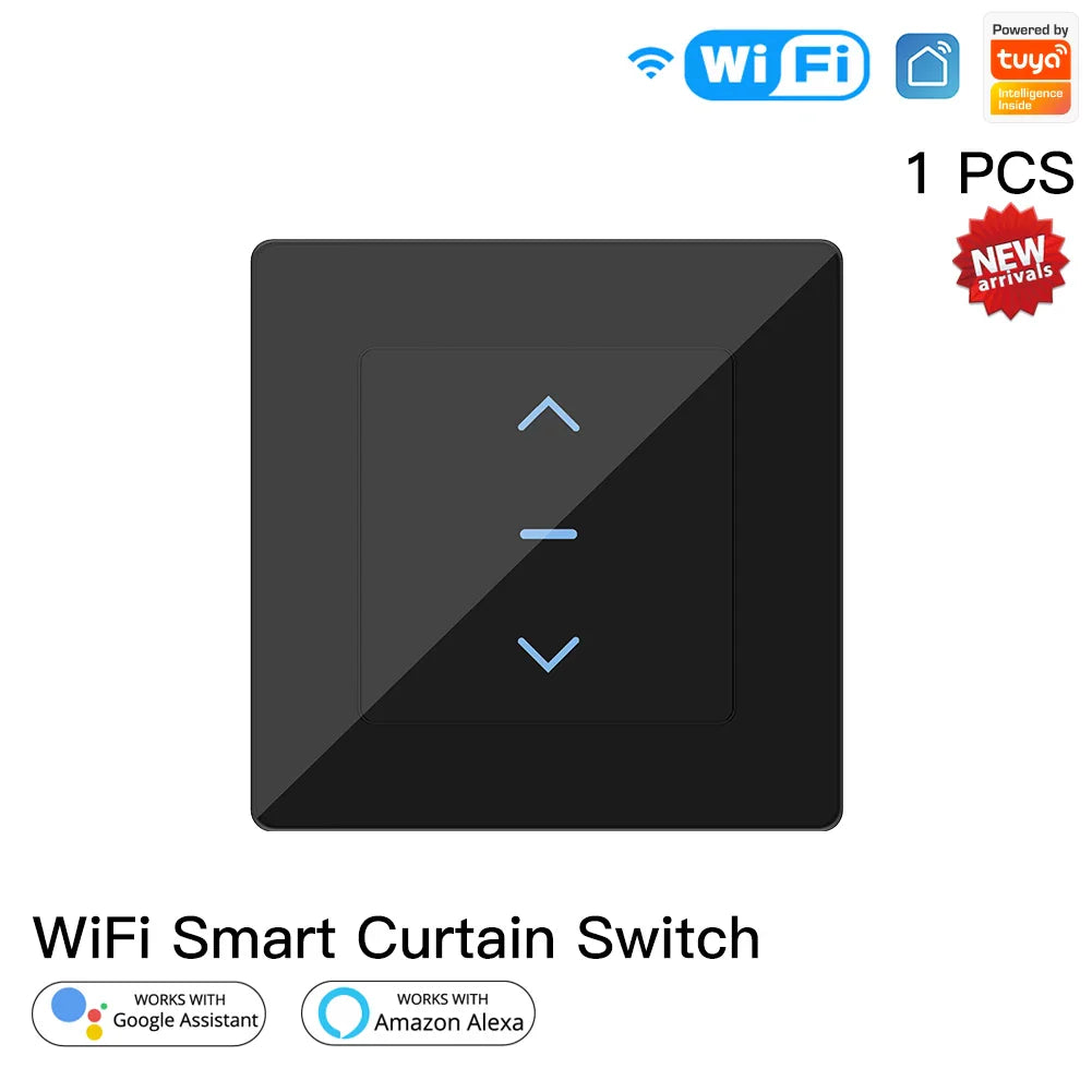 Black WiFi smart curtain switch.