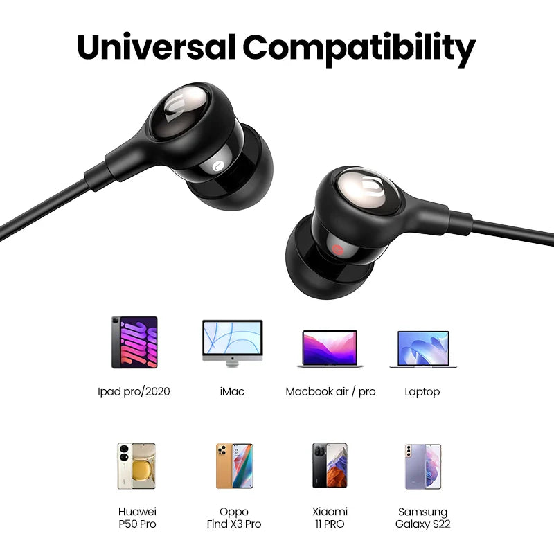 Black wired earbuds.