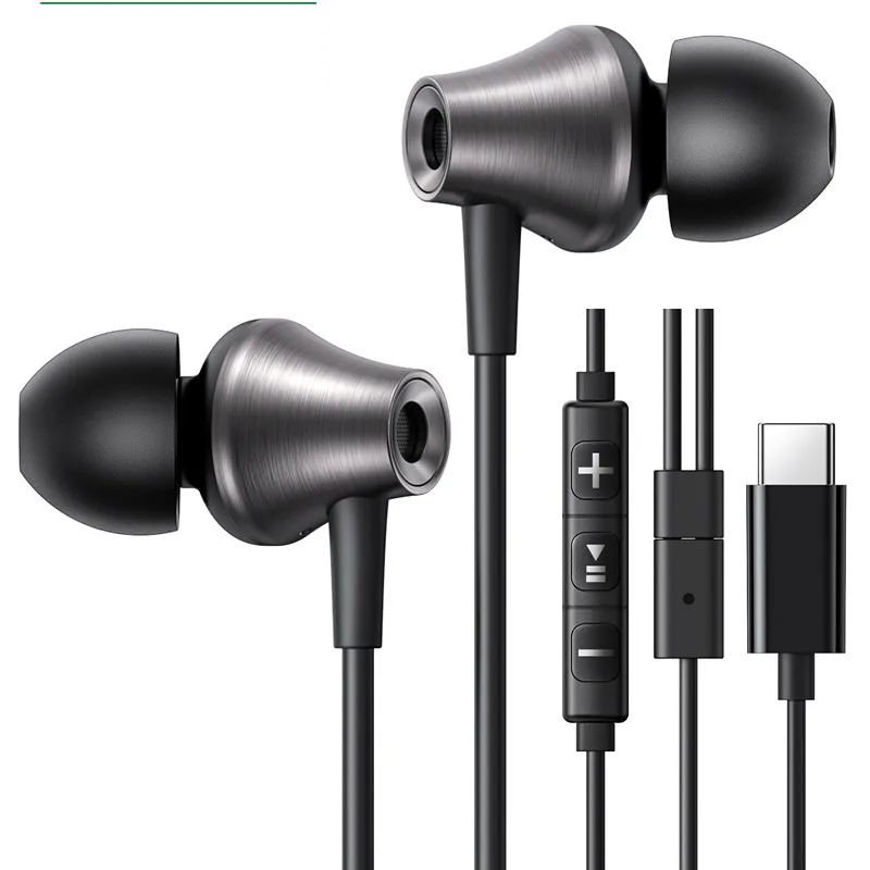 Black wired USB-C earbuds.