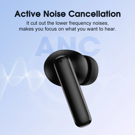 Black wireless earbud.