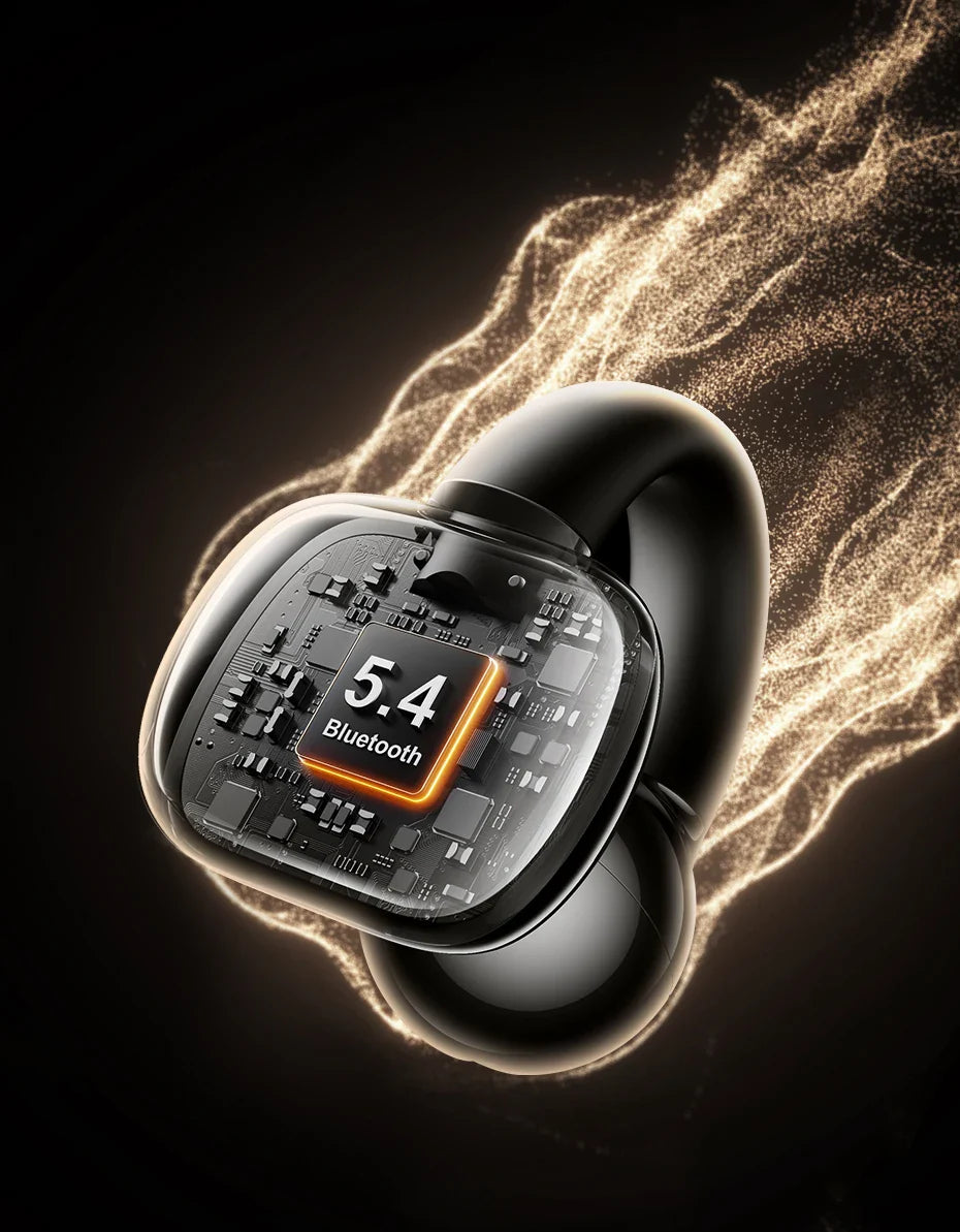 Black wireless earbud with visible circuitry.