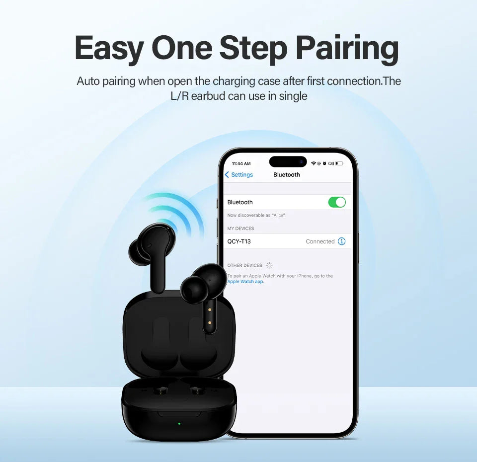 Black wireless earbuds with charging case.