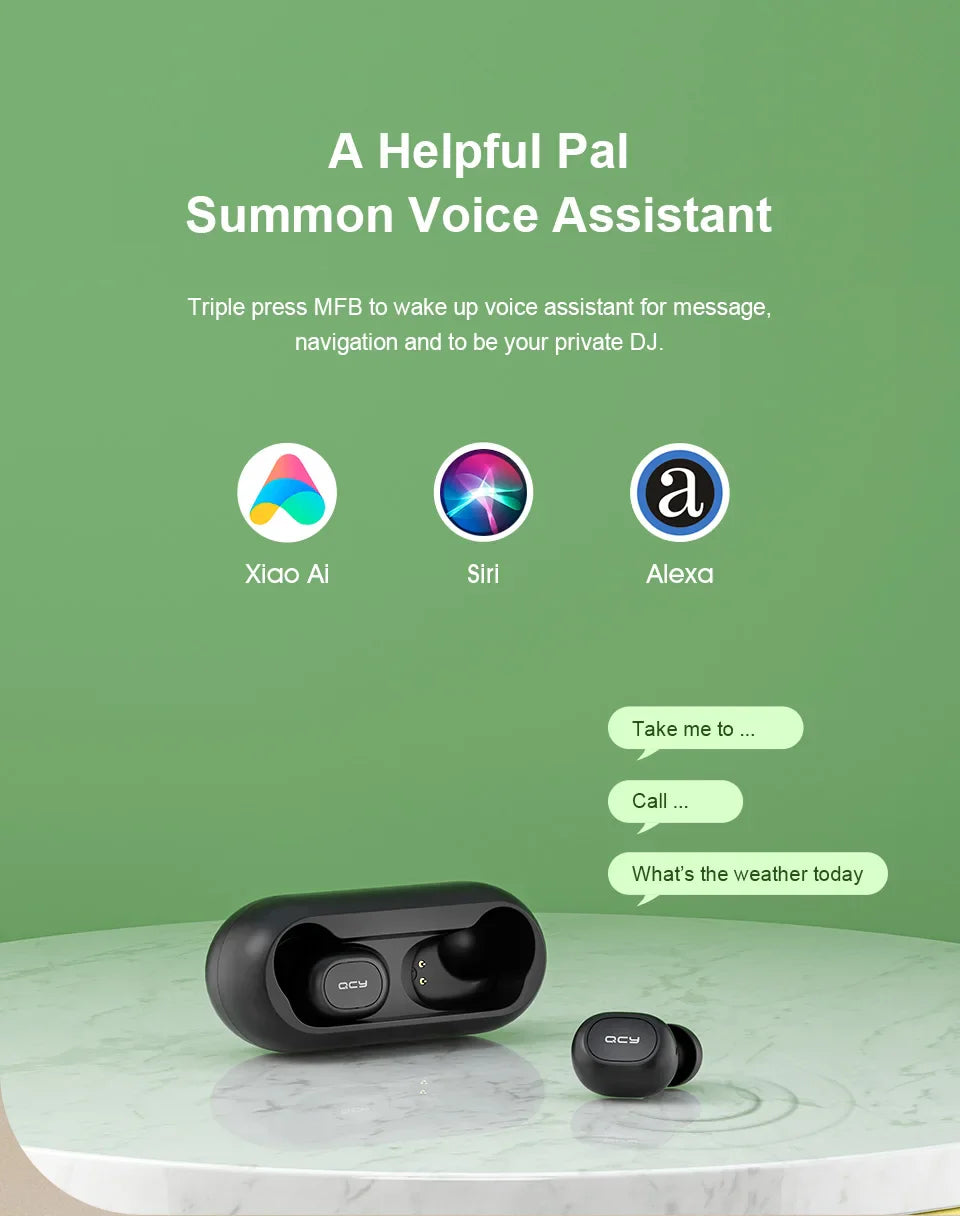 Black wireless earbuds and charging case.
