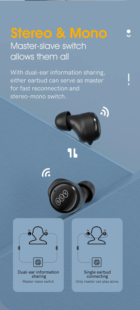 Black wireless earbuds.
