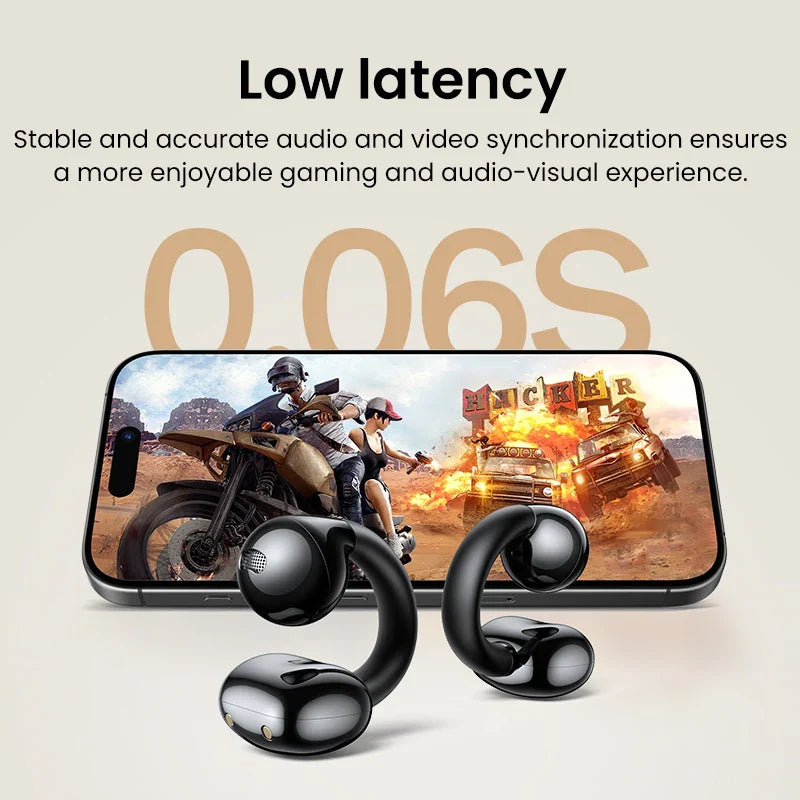 Black wireless earbuds.