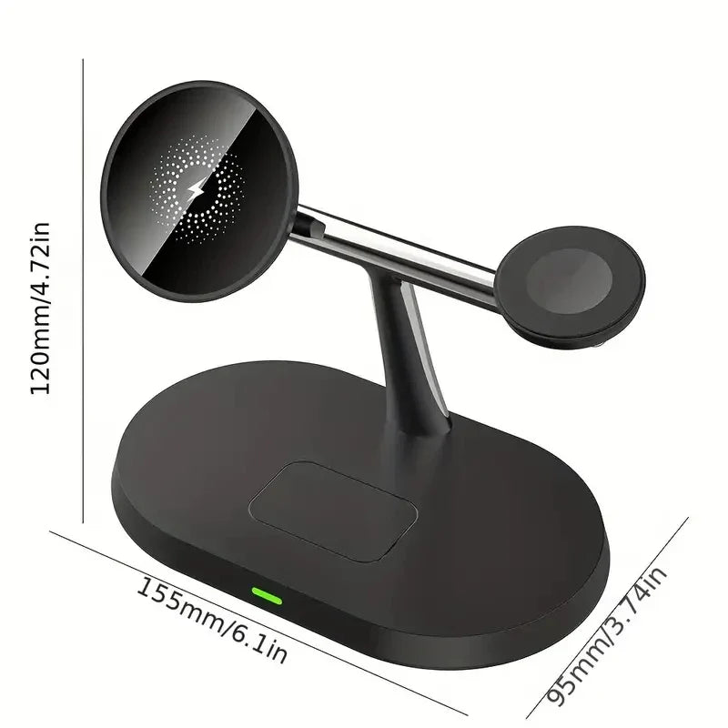 Black wireless charging stand.