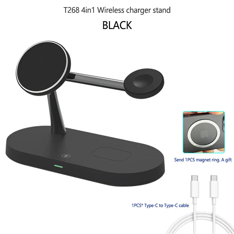 Black wireless charging stand.