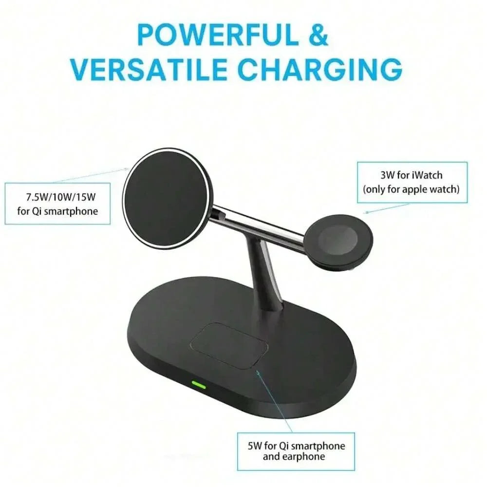 Black wireless charging stand.