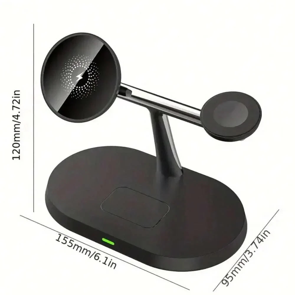 Black wireless charging stand.