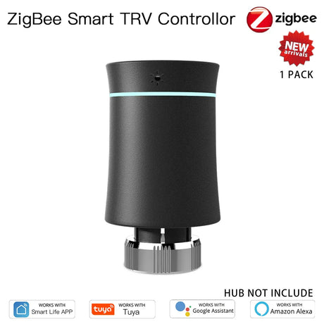 Black ZigBee smart TRV controller.