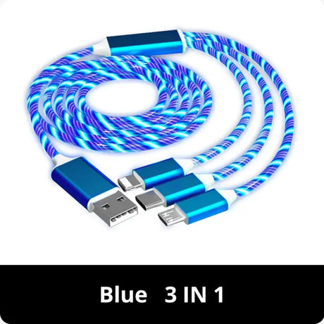 a blue and white cable with a spiral design