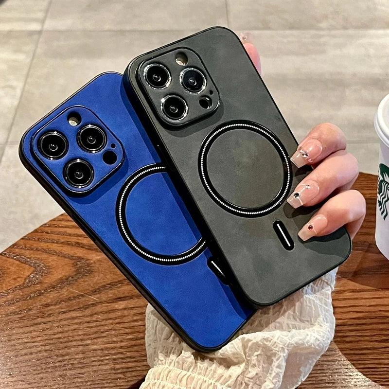 Blue and black phone cases with magnetic rings.