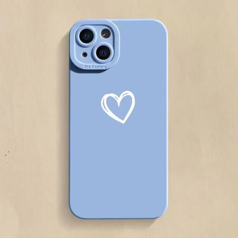 A blue iphone case with a heart on it