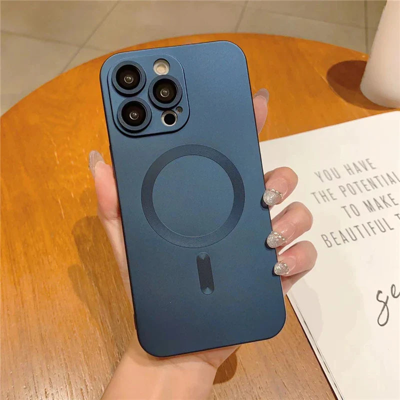 Blue iPhone case with MagSafe.