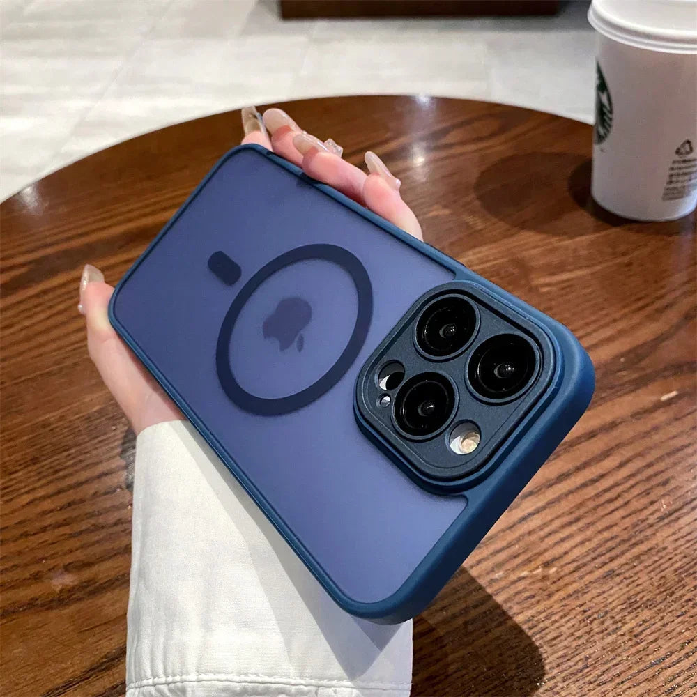 Blue iPhone case with MagSafe.