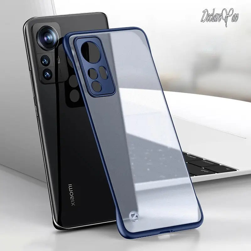 the back of a black and blue iphone case